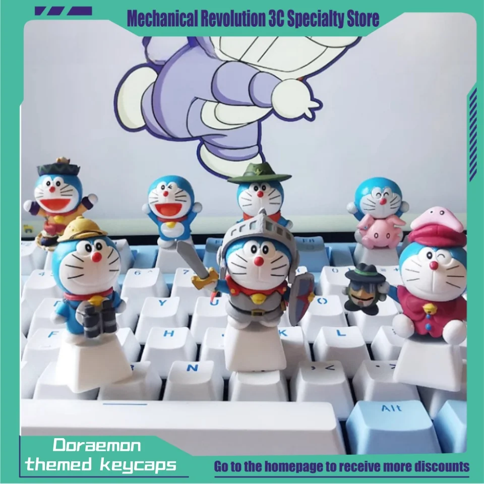 1pcs Doraemon Theme Keycaps 3d Stereoscopic Cartoon Mechanical Keyboard Anime Game Customization Collection Ornament Keycaps