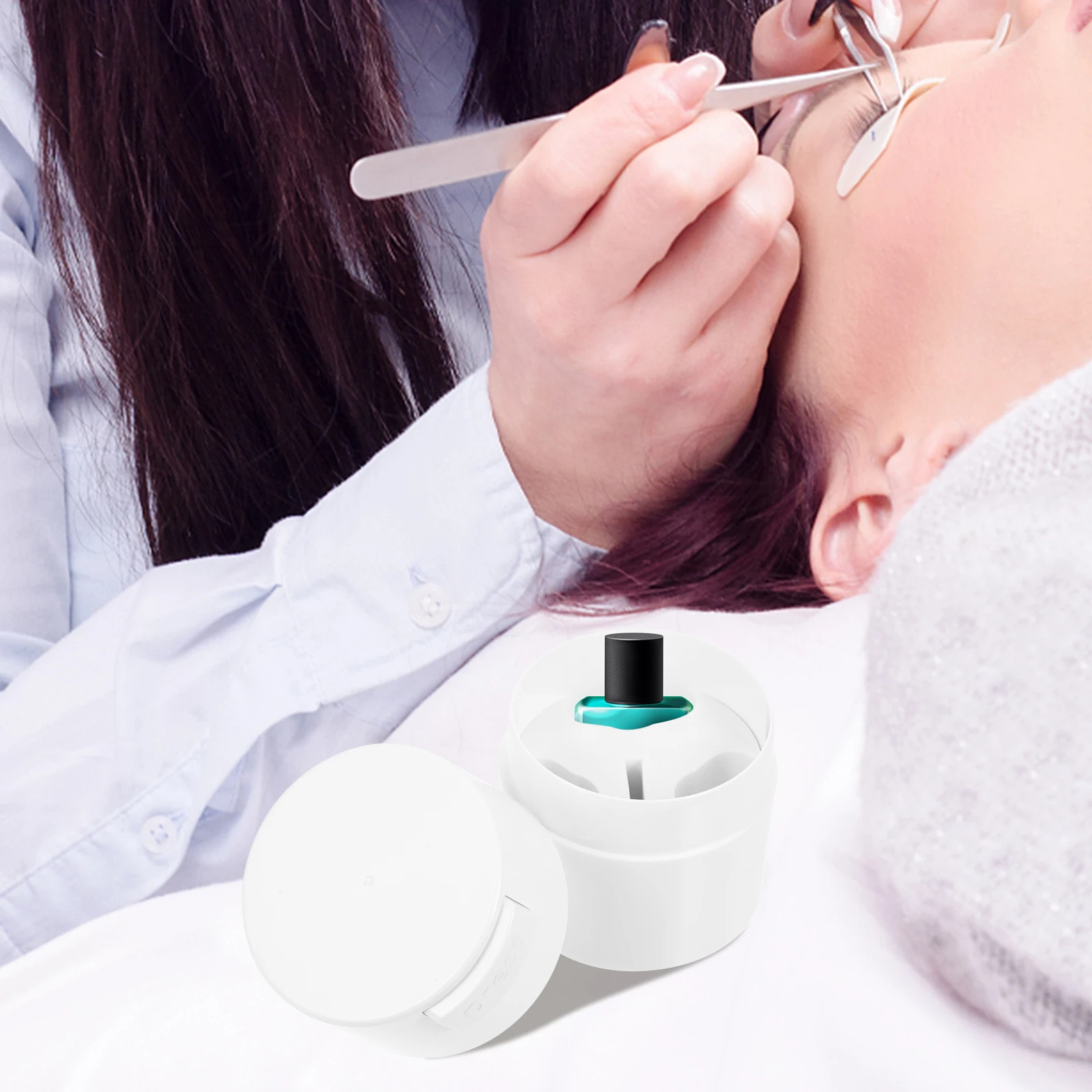 ขวดเก็บกาวติดขนตาแบบสุญญากาศ ภาชนะปิดผนึกเพื่อการต่อขนตาที่ปลอดภัย ขนาดกะทัดรัด น้ำหนักเบา พกพาสะดวกสำหรับการเดินทางและใช้ในบ้าน