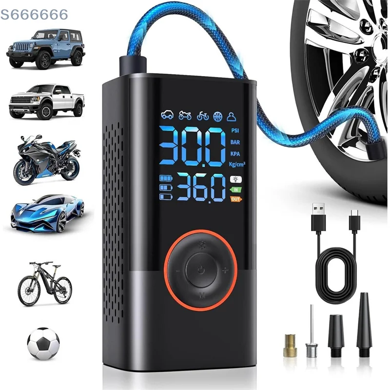 

150PSI Smart Air Pump Tire Inflator Portable Air Compressor With Digital Pressure Gauge For Car Bike Motorcycle Ball