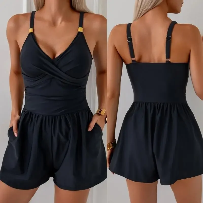 Modest Conservative Women's Bathing Suit Quick Drying Casual Long Shorts Athletic Design Swimsuit for Swimming And Beachwear