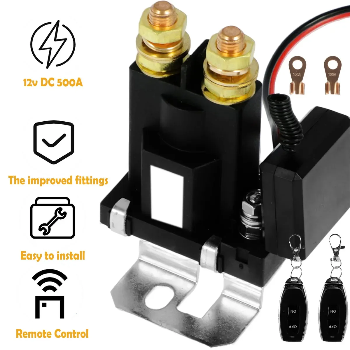 

12V DC 500A Battery Cut Off Switch Remote Battery Disconnect Switch Anti-Theft Battery Kill Switch with 2 Remote Control Car Tru