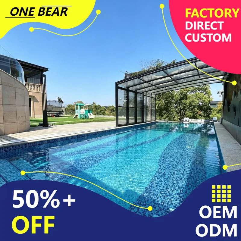 Any Size Custom Scenic View Aluminum Pool Cover Clear Sight Wind Heat Barrier Private Garden Pool Full Enclosed Protect Canopy