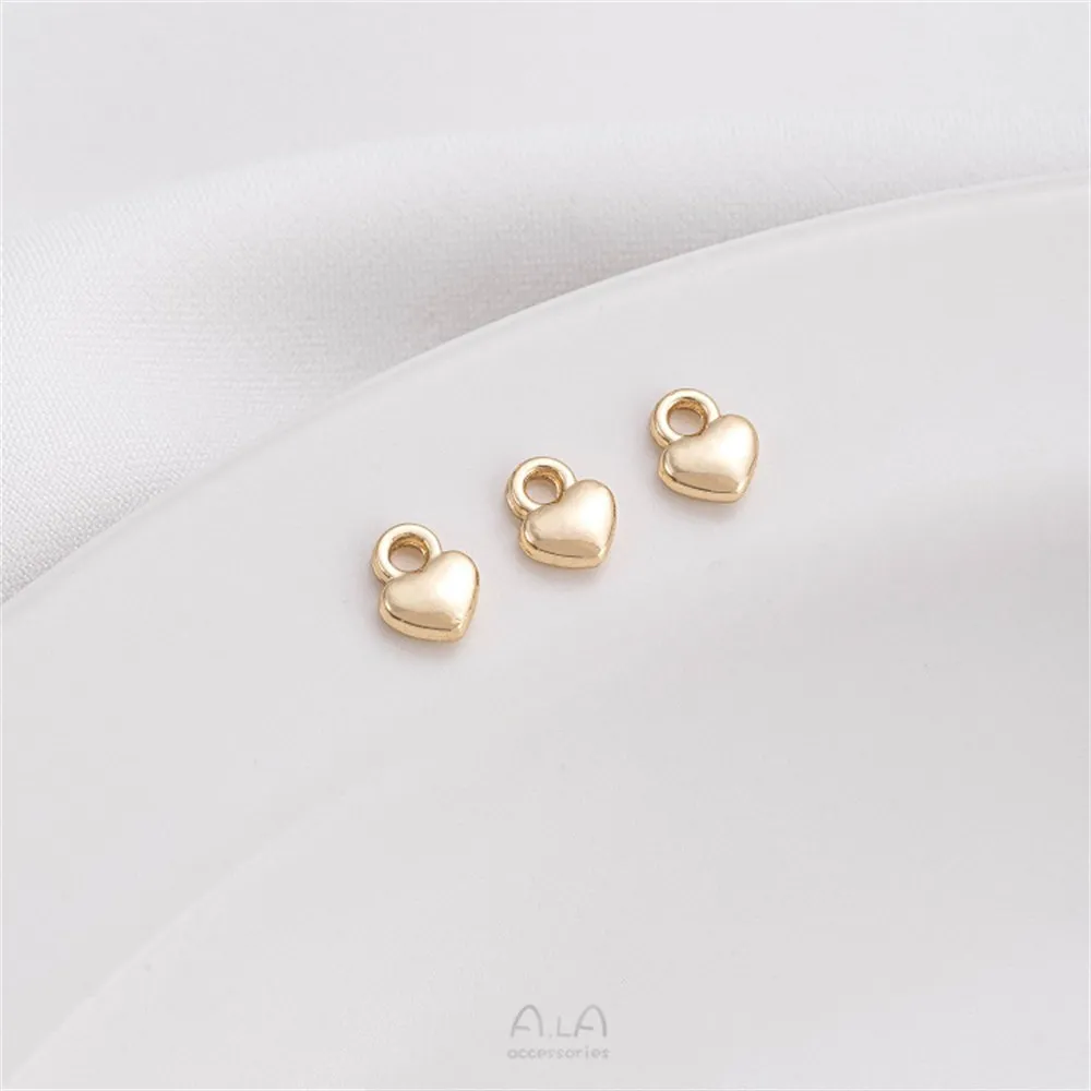 

14K Gold Preserved 4mm Mini Peach Heart Pendant Handmade DIY Jewelry Bracelet Extension Chain Tail Chain Small Pendant