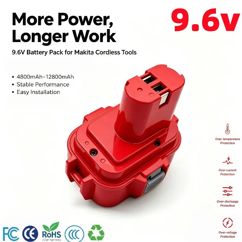 9.6Volt 4800‑12800mAh Rechargeable Replacement Battery Suitable for Power Tool Models 9120 9122 9133 9134 9135 9135A 6222D 6260D