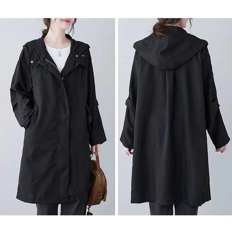 Long Windbreaker Coat for Women Tops Overcoat Y2k Casual Long Coats Jackets Street wear Loose Trench Outerwear Ladies Overcoat