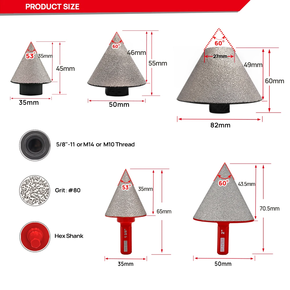DT-DIATOOL 1pc Diamant Fase Finger Fräsen Bits M10 Vergrößern Form Bevel Vorhandenen Löcher Fliesen Granit Marmor Keramik Trimmen – Detail 10