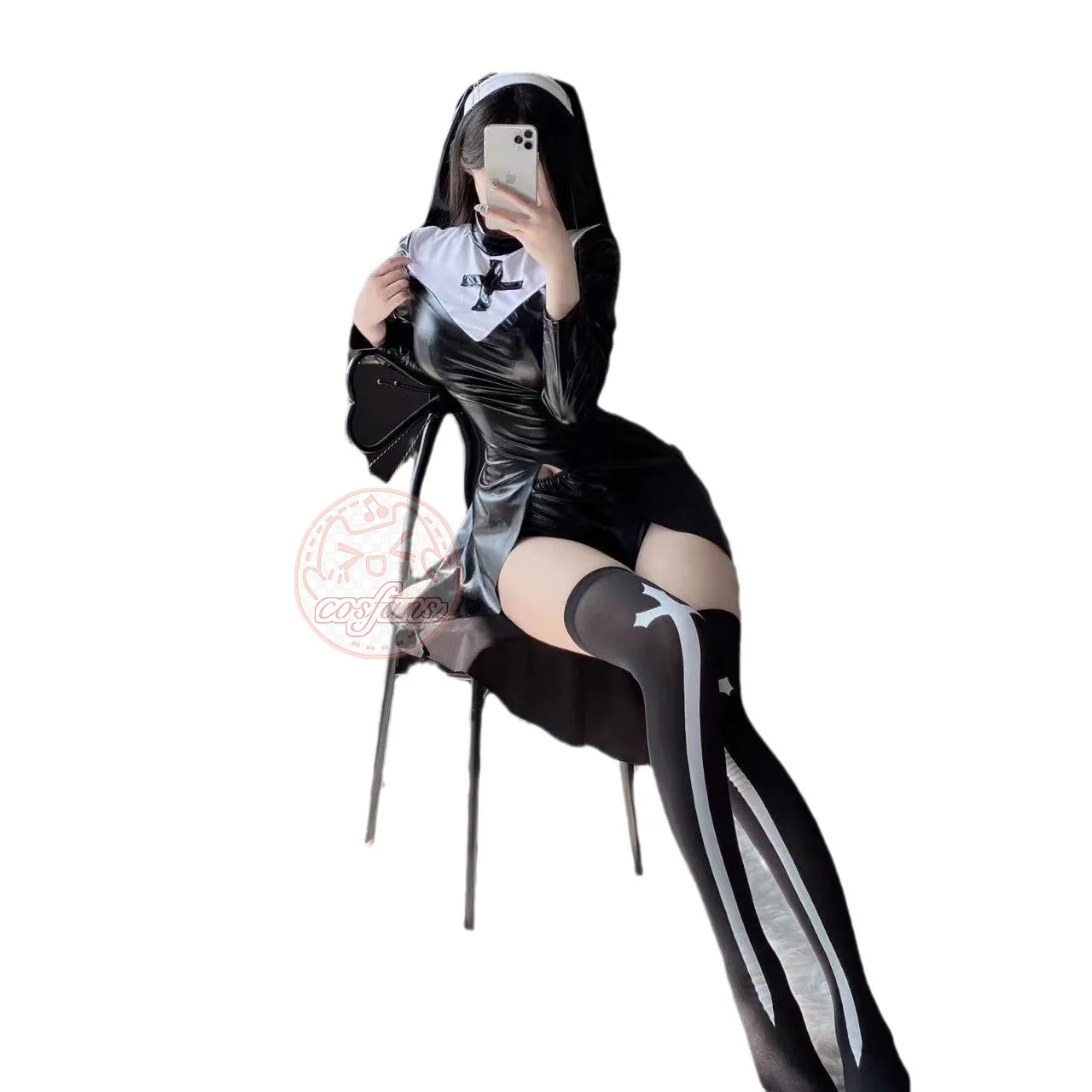 คอสเพลย์ latex nun เครื่องแต่งกายหนังเล่นตามบทบาท Santa Claus คริสต์มาสปีใหม่ชุดชั้นในเซ็กซี่ร้อนและเร้าอารมณ์ sweetheart