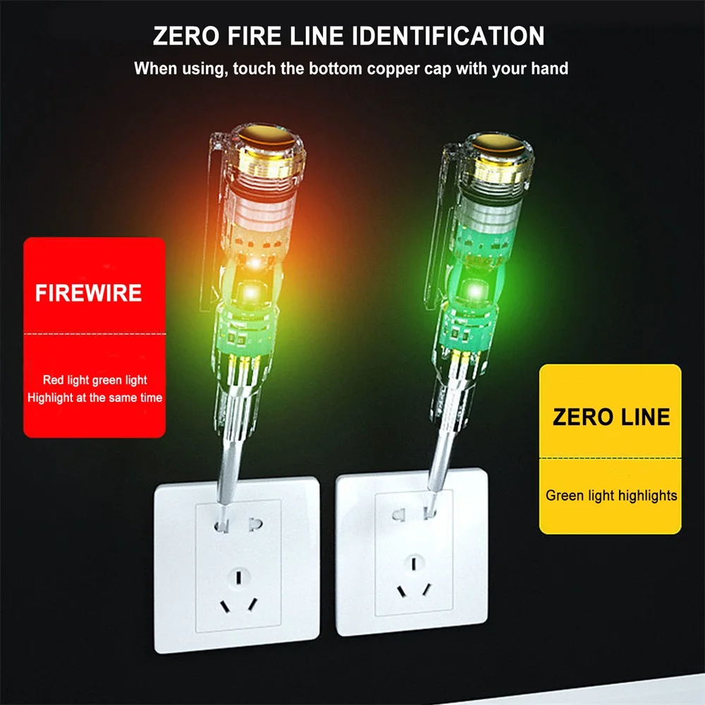 AC/DC 70-250V Cảm Ứng Bút Thử Điện Bút Tua Vít Đầu Đo Ánh Sáng Bút Thử Điện Áp Bút Thử Điện dòng Dò