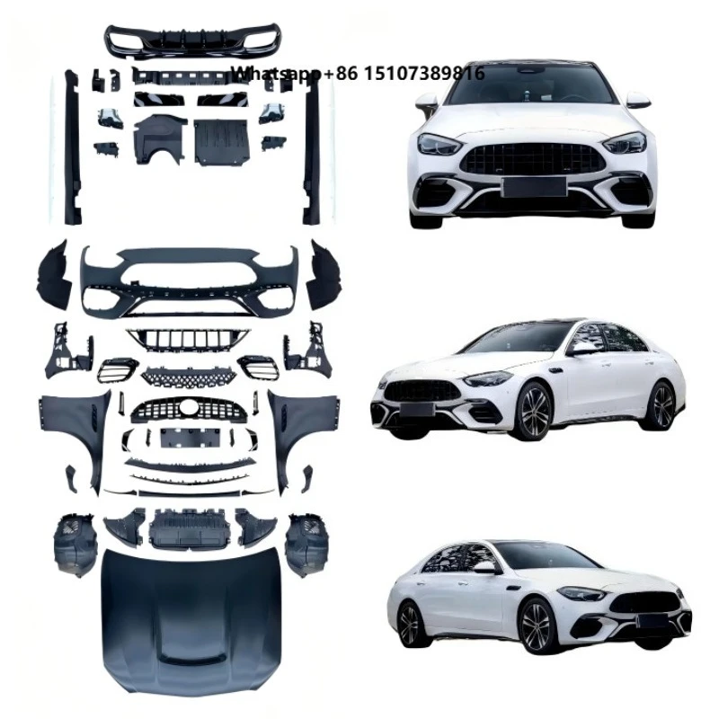 New 22-25 Models  Z C-Class W206 C63  Wide Body Kit 1:1 Scale Screw-On Bumper Fender Park Assist Sensor Cutouts