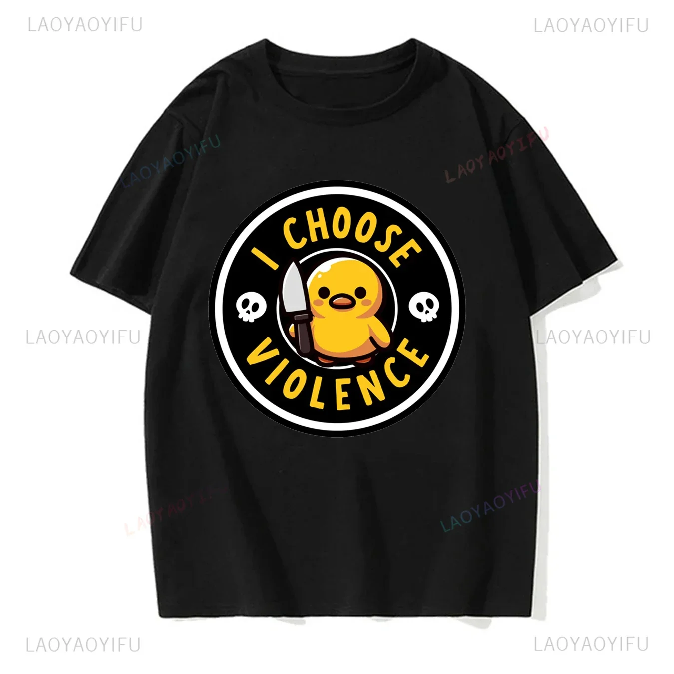 Psicopato Summer Clothing Duck with Knife Funny Printed Tshirt Clothes Aesthetic Tops Y2k New Style Fashion Casual Unique Tops