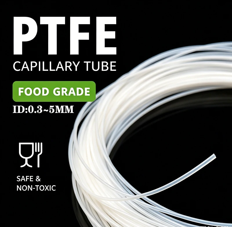 10M/5M white capillary PTFE tube ID 0.3mm~5mm, good pressure resistance, excellent aging resistance and insulation stability