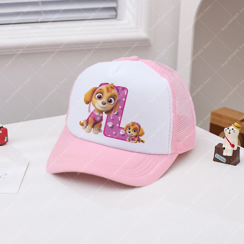 PAW Patrols สาวน่ารักเบสบอลหมวก Skye A-Z ตัวอักษรภาษาอังกฤษพิมพ์หมวกฤดูร้อนเด็กอุปกรณ์เสริมเด็กของขวัญวันเกิด 2025