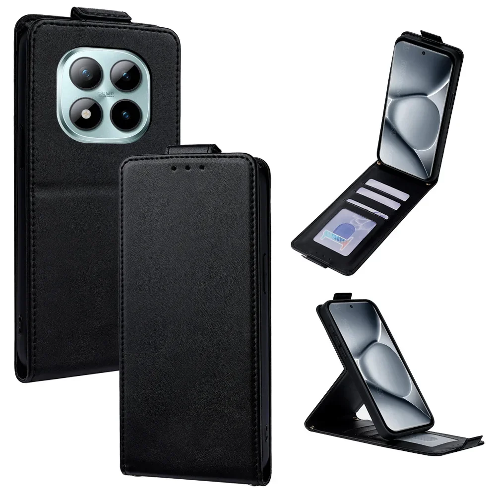 

Vertical Magnetic Flip Phone Cover for Redmi Note 12 13 14 Pro+ K80 K70 K60 K50 Ultra K40 with Built-in Wallet Card Case Slots