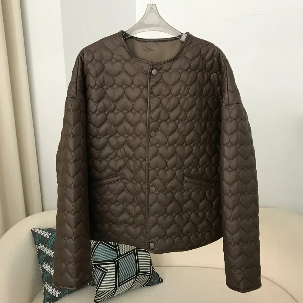 2024 Spring New PU Leather Jacket Street Fashion Thick Leather Coat Women\'s European Fashion Short Warm Designer Jackets