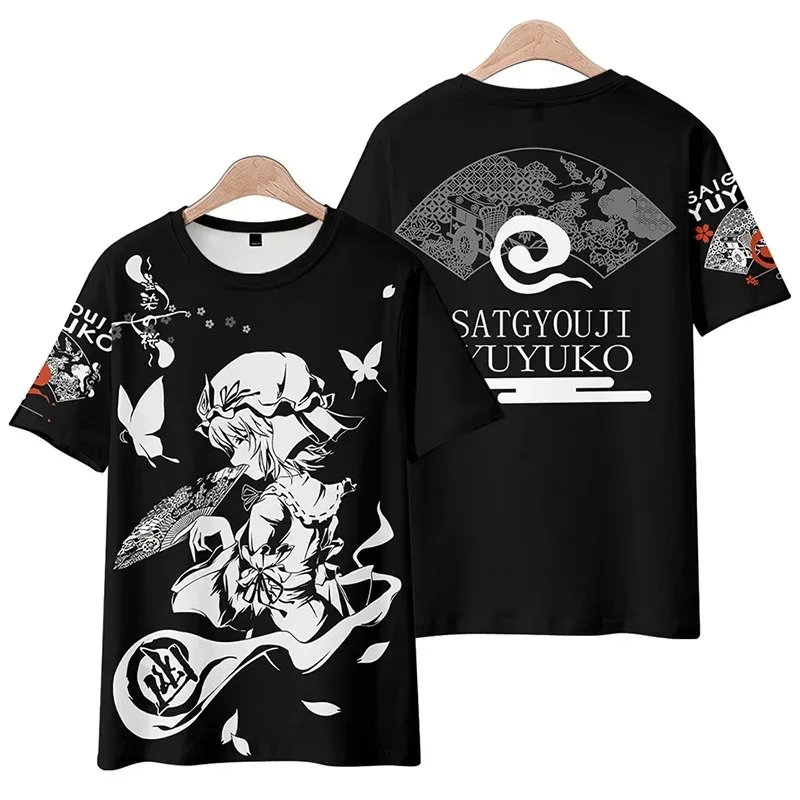 Anime TouHou Design Saigyouji Yuyuko 3D Print T Shirt Women Men Summer O-neck Short Sleeve Funny Tshirt Graphic Tees Cosplay