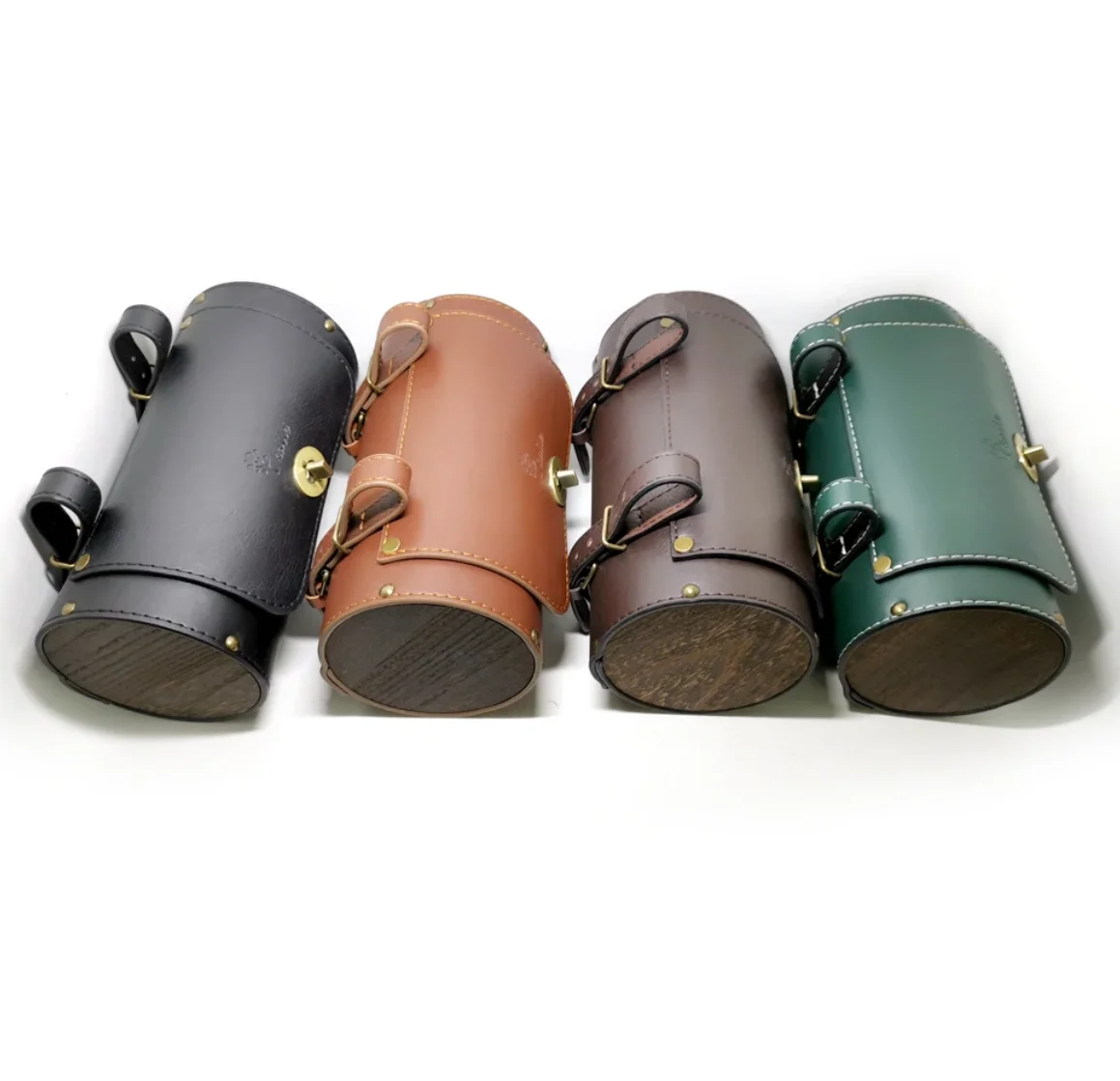 Leather Logs Round Bag Bicycle Bags Q398 Shipping Bicycle Retro Tail Car Before The Handle Bag