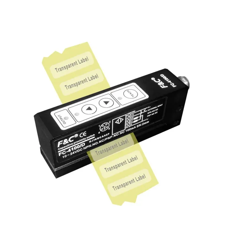 2026 New F&C Fork‑Type Capacitive Label Sensor NPN PNP Dual Output For Transparent Paper Non‑Metallic Labels