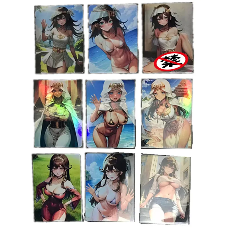 9Pcs/set Anime Yu-Gi-Oh Female Character Rio Kamishiro Isis Isildar ACG Sexy Nude Card Toy Game Gift Homemade Collection Card