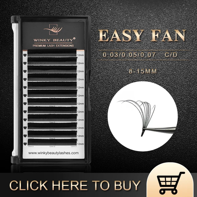 Gorący sprzedawanie Winky Beauty 0.03/0.05/0.07 C D curl Easy Fanning Lashes Volume Mega przedłużanie rzęs Self Blooming Eyelashes