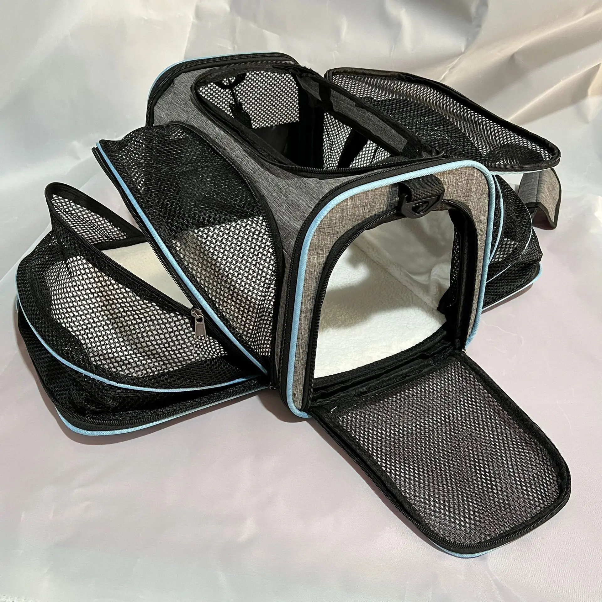 

Cat Carrier Airline Approved Expandable Foldable Soft Dog Carrier 5 Open Doors Reflective Tapes Cat Pet Travel Bag