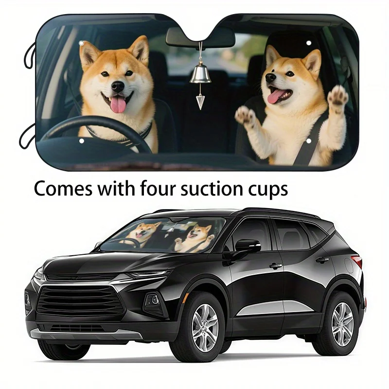 

1pc Fun Car Sunshade With 2 Sizes To Choose From, Ideal Holiday Gift – Keeps Your Vehicle Cool And Prevents Interior Aging, Easy