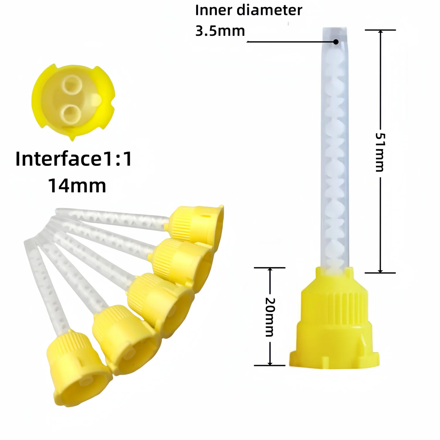 

50PCS 3.5mm Dental Mixing Tips - 1:1 Silicone Rubber Gun Heads for Material Conveying & Impression Work