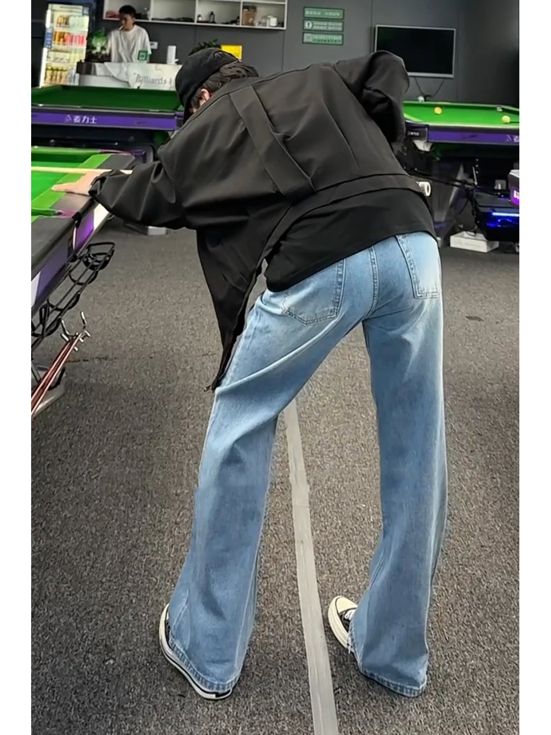 

Light Blue Straight Leg Bell Bottom Jeans Men's Casual Spring Cleanfit Knife Pants Rise Trousers mid Waist Zipper Fly
