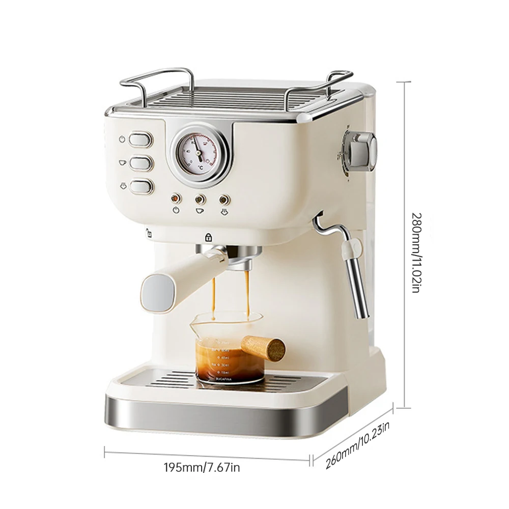 Kaffeemaschine 20 Bar Espressomaschine aus Edelstahl mit Milchaufschäumer Dampfstab 2 in 1 1050 W Halbautomatischer Cappuccino Latte M – Detail 1