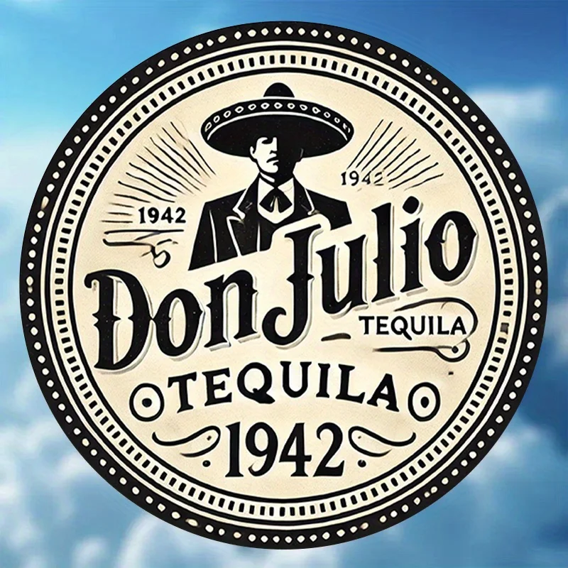 [Letrero vintage de Don Julio] Don Julio Tequila, letrero redondo de metal de aluminio de 8" | Arte de pared de diseño tradicional mexicano vintage