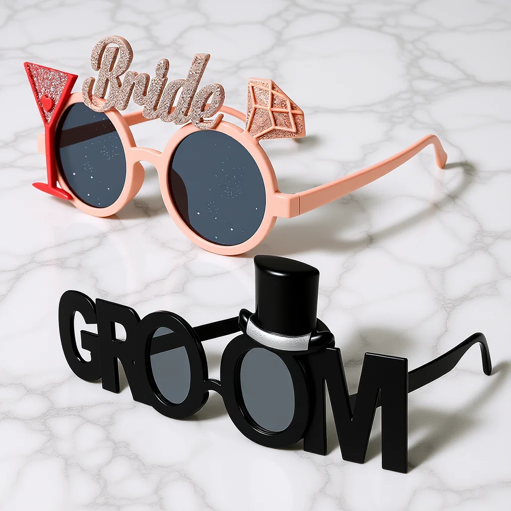 

2PCS Bridal Groom Glasses Bachelor Party Eyeglasses Favors Wedding Event Decorations Couple Themed Eyewear Accessories