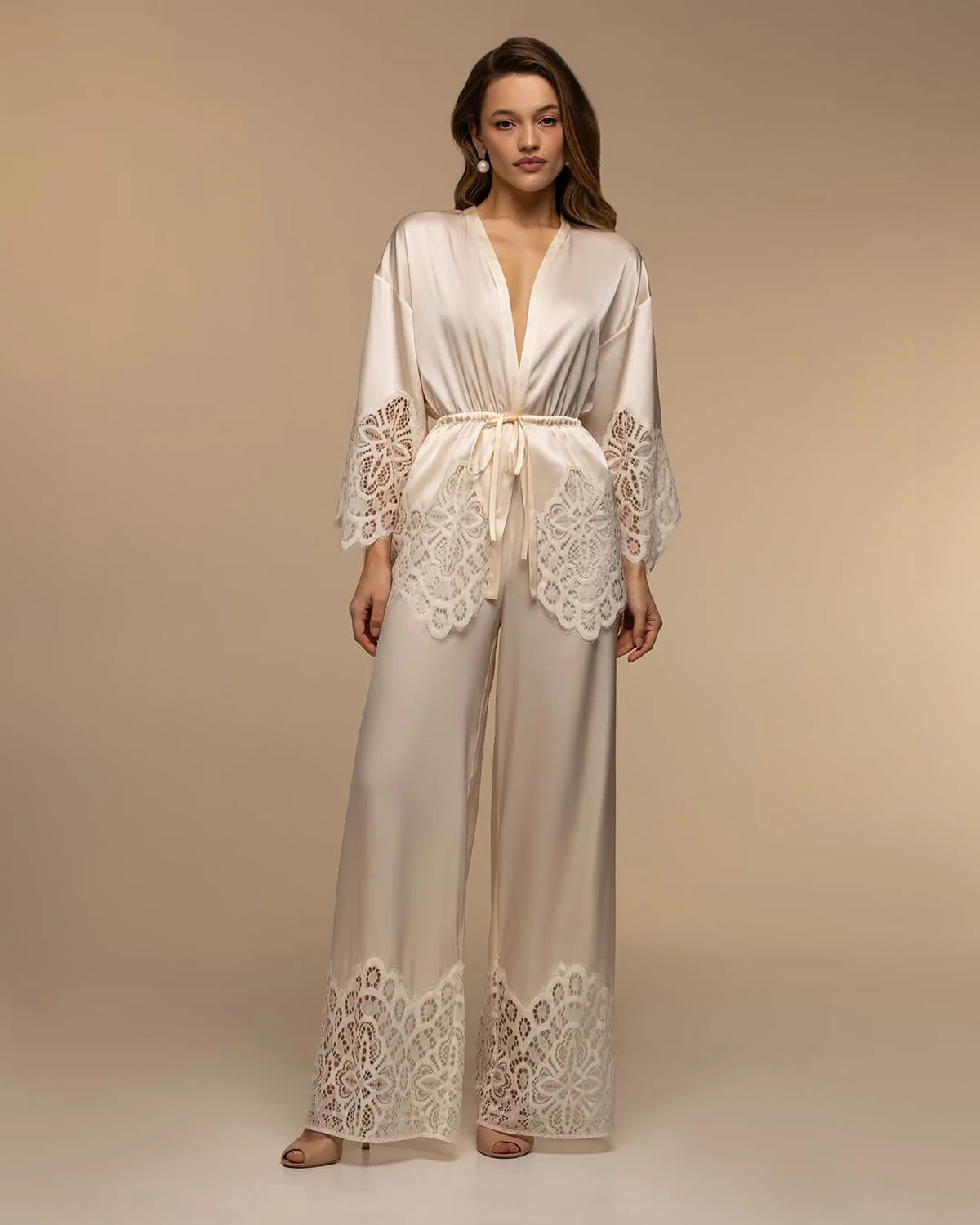 Graceful Bride 2 Piece Set Robe And Nightgown Appliques Gowns Photo shoot Sleepwear Bathrobe Prom Bridesmaid Pajamas Custom Made
