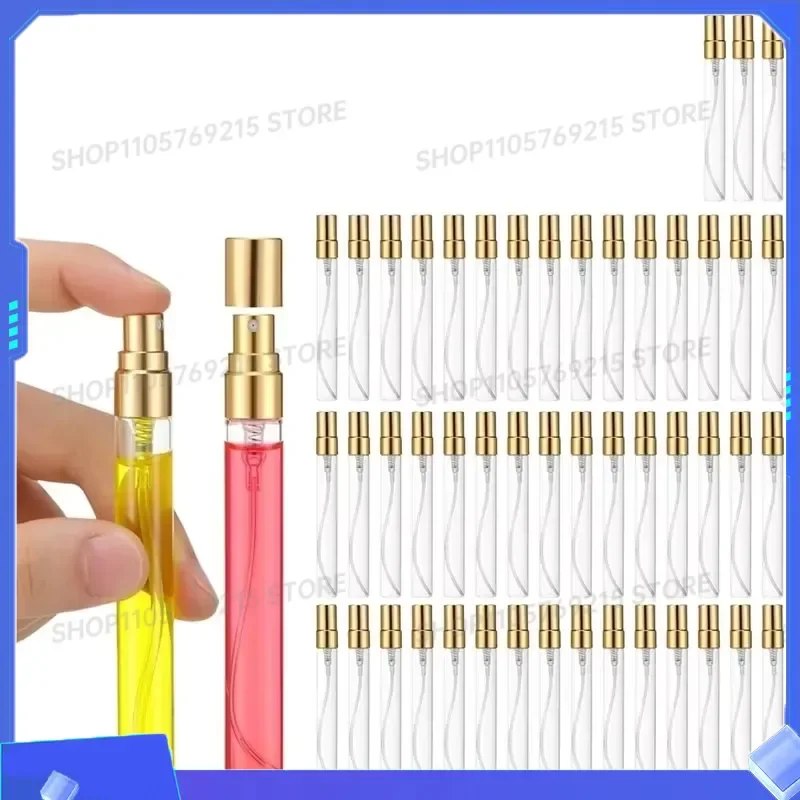 for A76G 50 Pack 10ml Refillable Glass Spray Bottles Mini Travel Spray Containers with Gold Caps for Perfume Samples