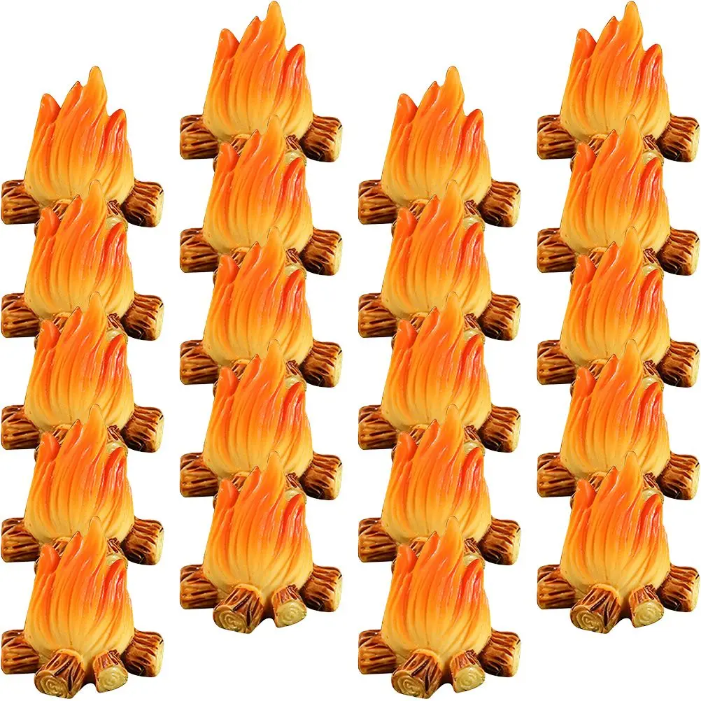 

20 Pcs Miniature Bonfire Resin Fake Campfire Decoration Fire Model Tiny Micro Landscape Accessories Dollhouse Furniture Craft