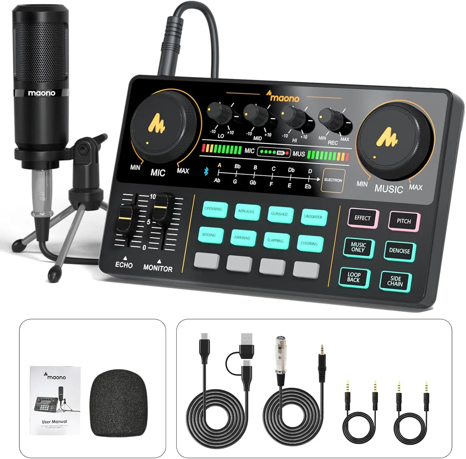 

Audio Mixer Podcast Equipment Bundle All In One Live Streaming Recording Studio 35mm Microphone For Pc Smartphone