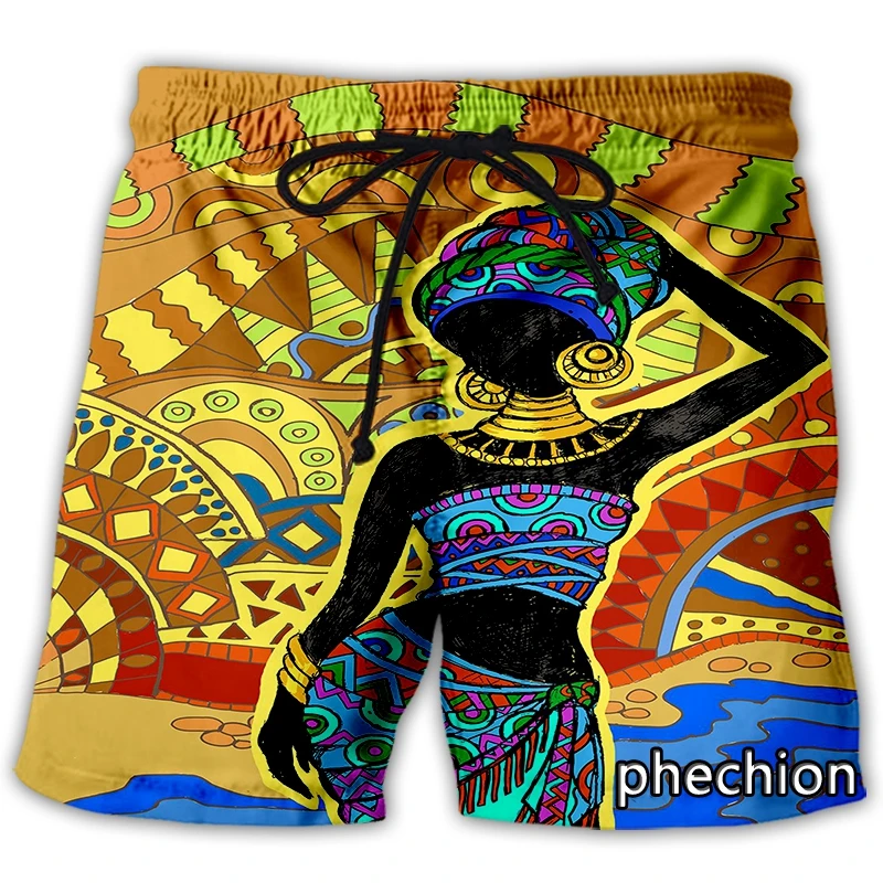 phechion New Fashion Men/Women Africa beauty art 3D Print Casual Shorts Novelty Streetwear Men Loose Sporting Shorts L64