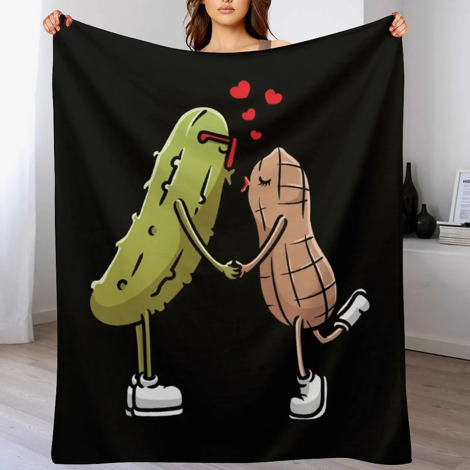 

Peanut and Pickle Kissing Peanut Butter Throw Blanket halloween Nap Large Soft Big Blankets