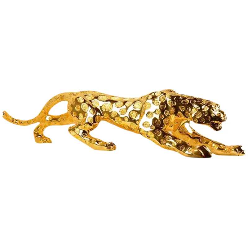 

Gold and Silver Animal Statue Hotel Home Decoration Tiger Resin Craft Leopard Sculpture