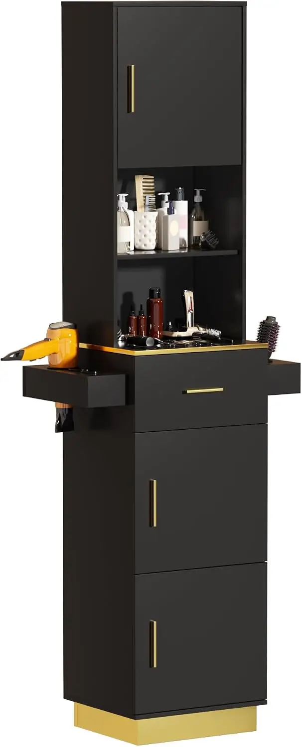 Hair Stylist Black Tall Salon Storage Station