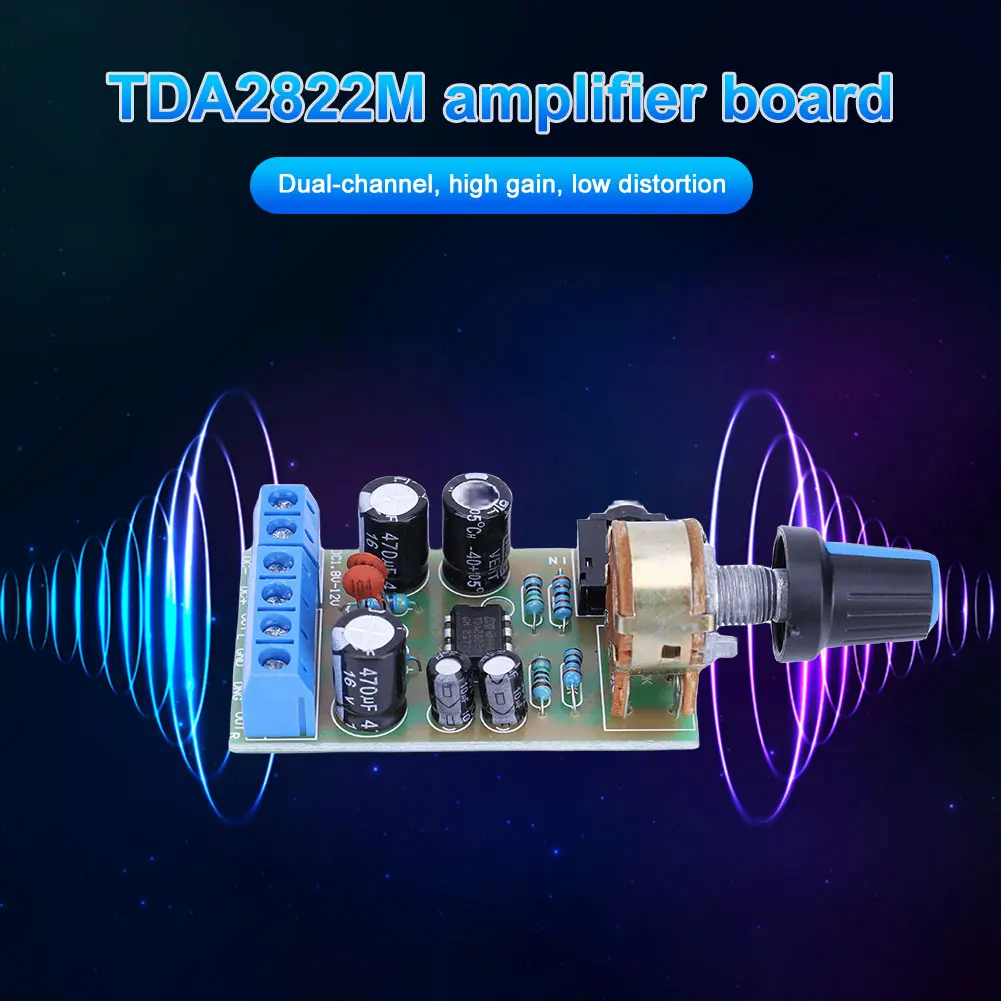 TDA2822M AUX Audio Amp Board Module DC1.8-12V 2.0 Channel Handy Digital Power Amp Module Board for Computer Speaker