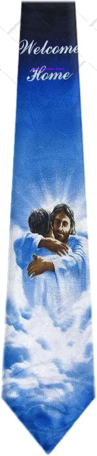 Mens Christian Themed Jesus Crosses Novelty NeckTie For Male Business Great Quality Collar Tie Graphic Necktie Accessories