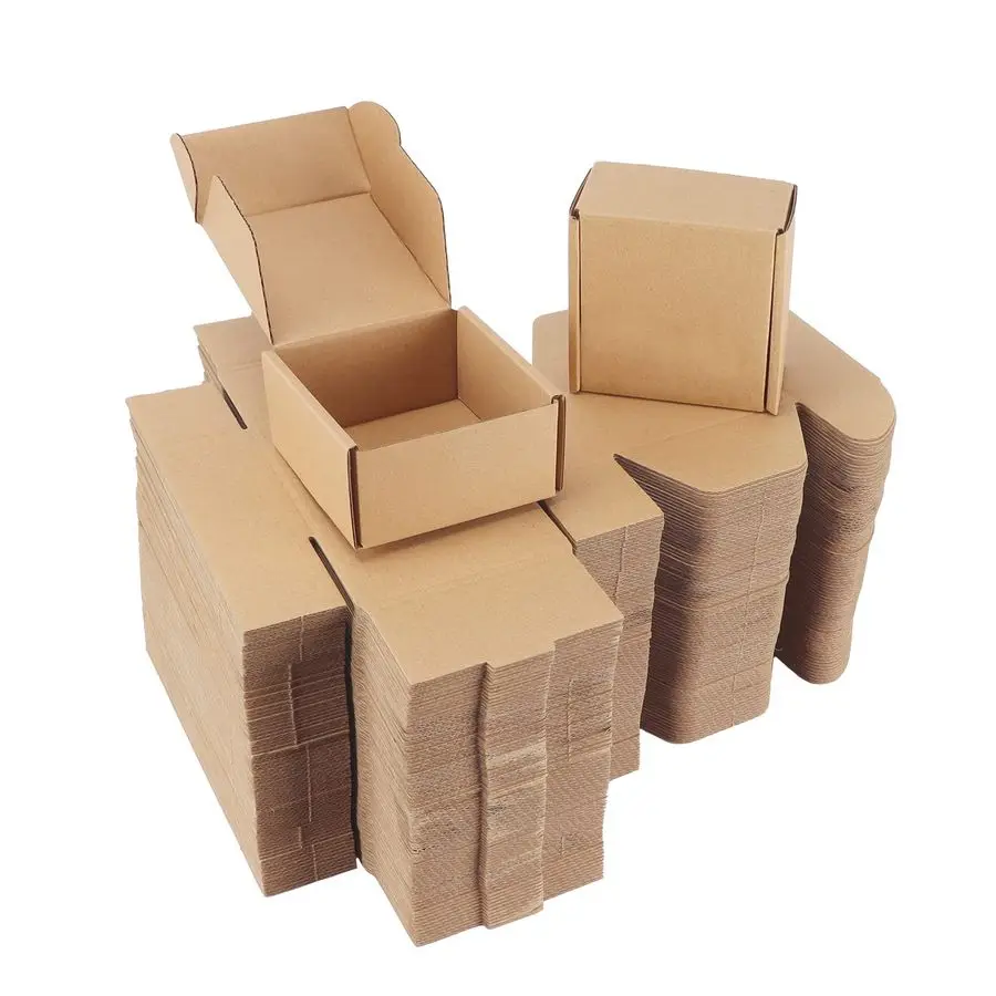 

4x4x2 inch Shipping Boxes Bulk 100 Pack Brown, Tab Lock Tuck Top Mailer Boxes for Packaging Small Business, Small Cardboard Gift