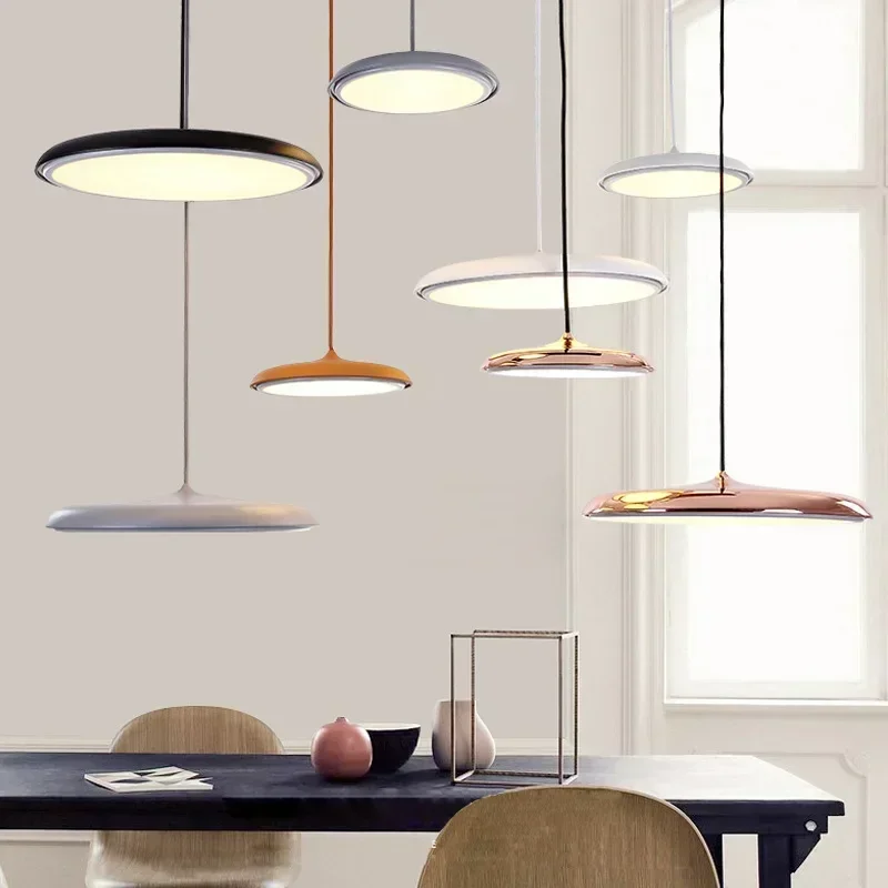 modern nordic simples led pendant light danish art metal flying saucer pendant lamp lampadas suspensas para sala de jantar 01