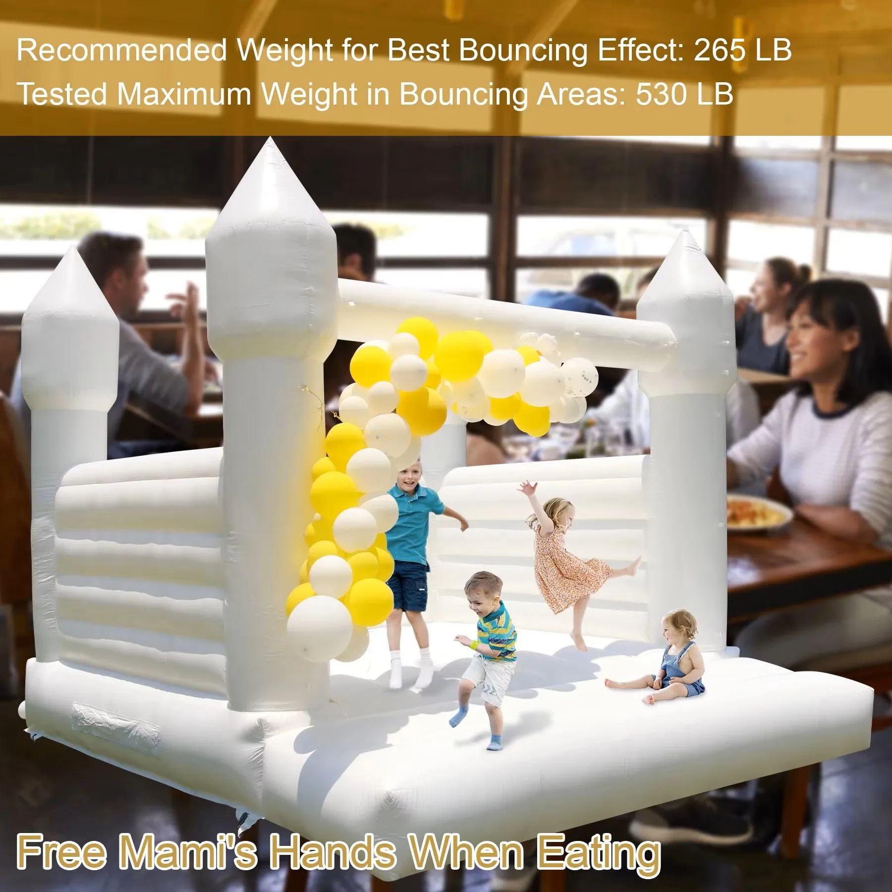 Inflatable Bouncer Slide with Ball Pit for Kids Perfect for Wedding Parties Birthdays Outdoor Fun White Castle Blower Included