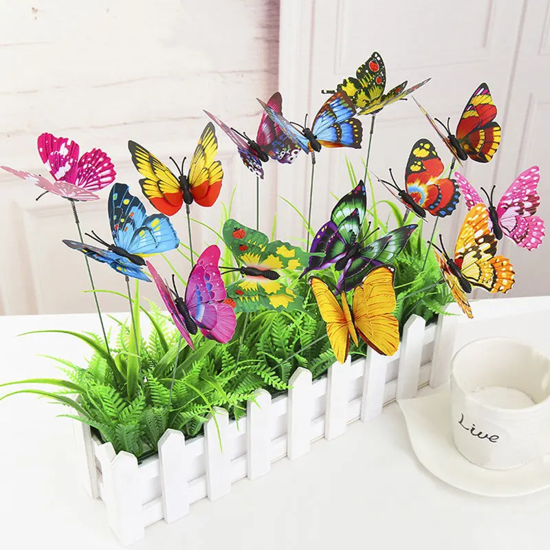 Flower Arrangement Decoration Double-Layer Simulation Butterfly Gardening Beautifying Arrangement Rod Butterfly Wedding Home