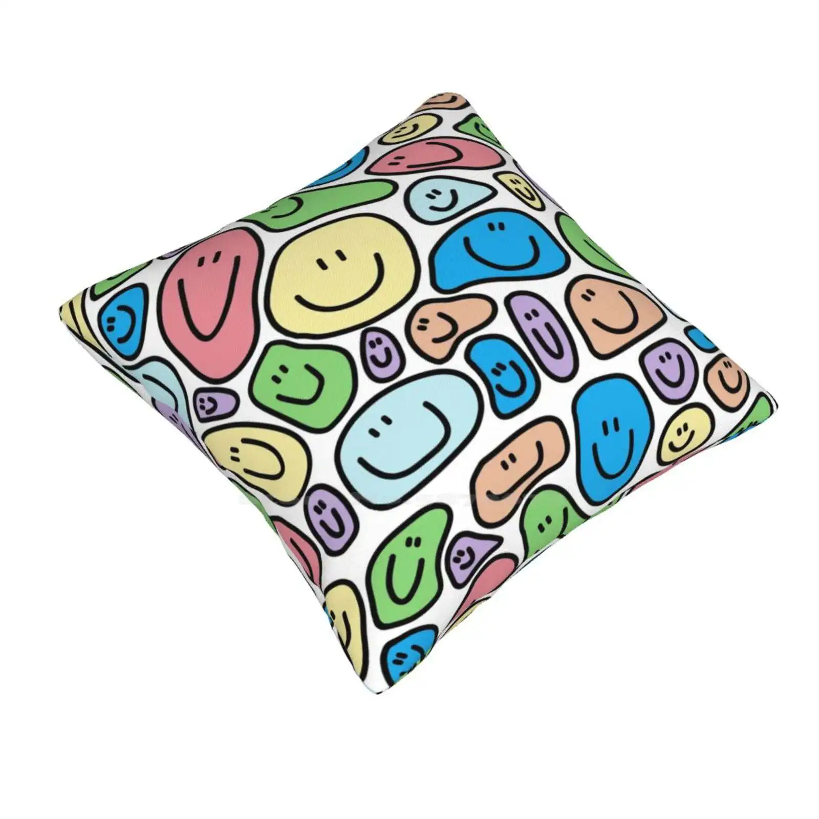 Faces Soft Comfortable Pillowcase Colorful Rainbow Smile Happy Groovy Cute Trendy Simple School Dorm Teacher Trippy Pattern