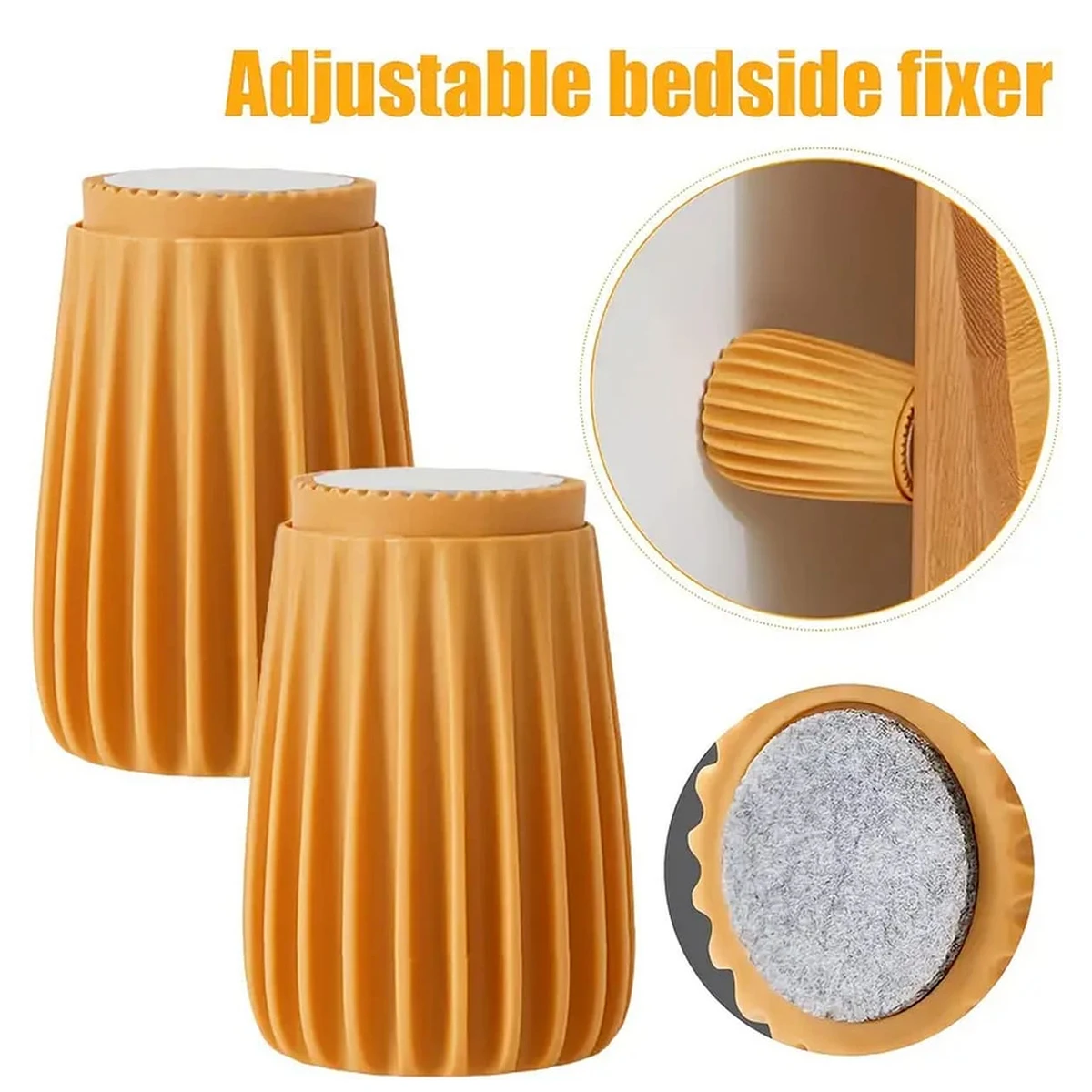 

Adjustable Bed Frame Anti-Shake Tool With Felt Bottom 360 Degree Rotation Threaded Bedside Anti-Shake Fixer Furniture Heightener