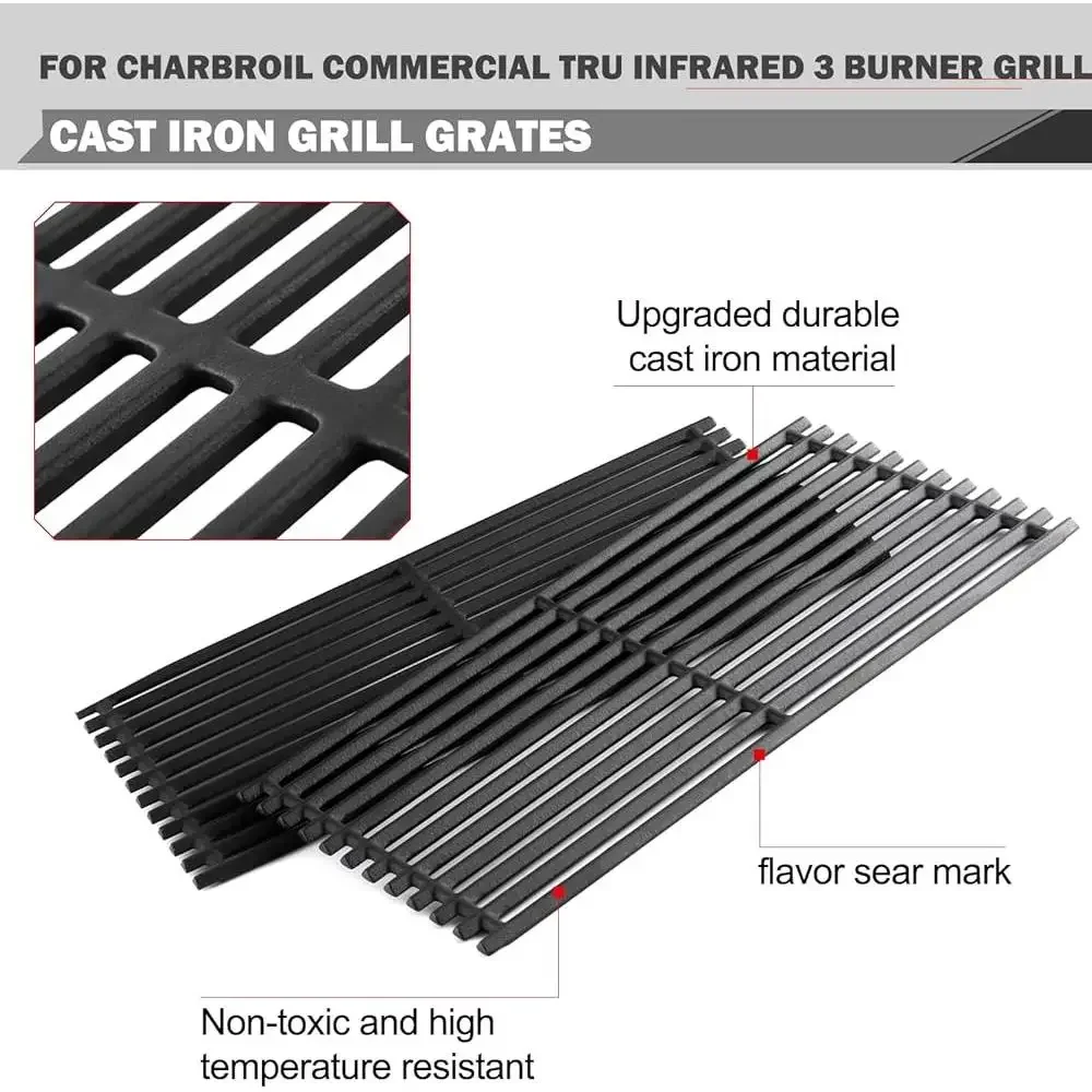 Replacement Grill Grates Charbroil Tru Infrared 3 Burner Model Parts Durable Cast Iron Heat Distribution Sear Marks Set of 3