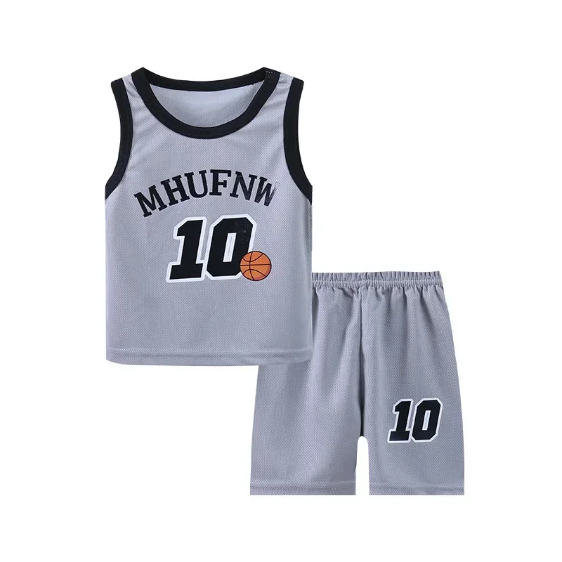 Tuta estiva per bambini tuta da basket per ragazzi pantaloncini senza maniche abbigliamento sportivo ad asciugatura rapida maglie da basket Set da basket