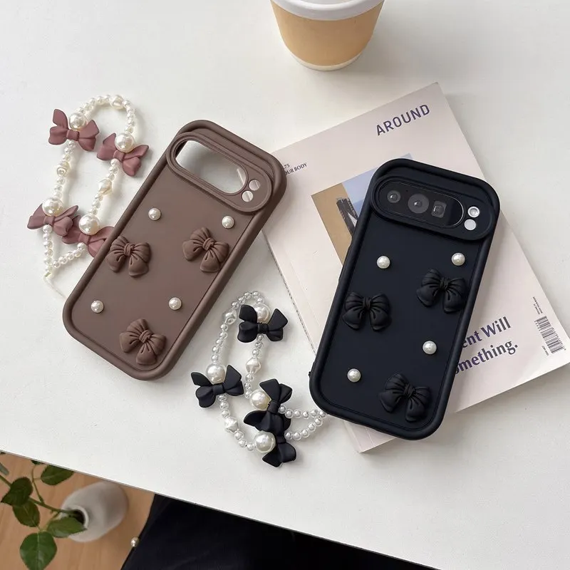 ربطة القوس فيونكة اللؤلؤ سلسلة حبل قضية الهاتف لسامسونج غالاكسي S25 حافة S24 FE S23 S22 S21 FE S20 S25 FE الترا زائد A07 A17 M36 5G غطاء