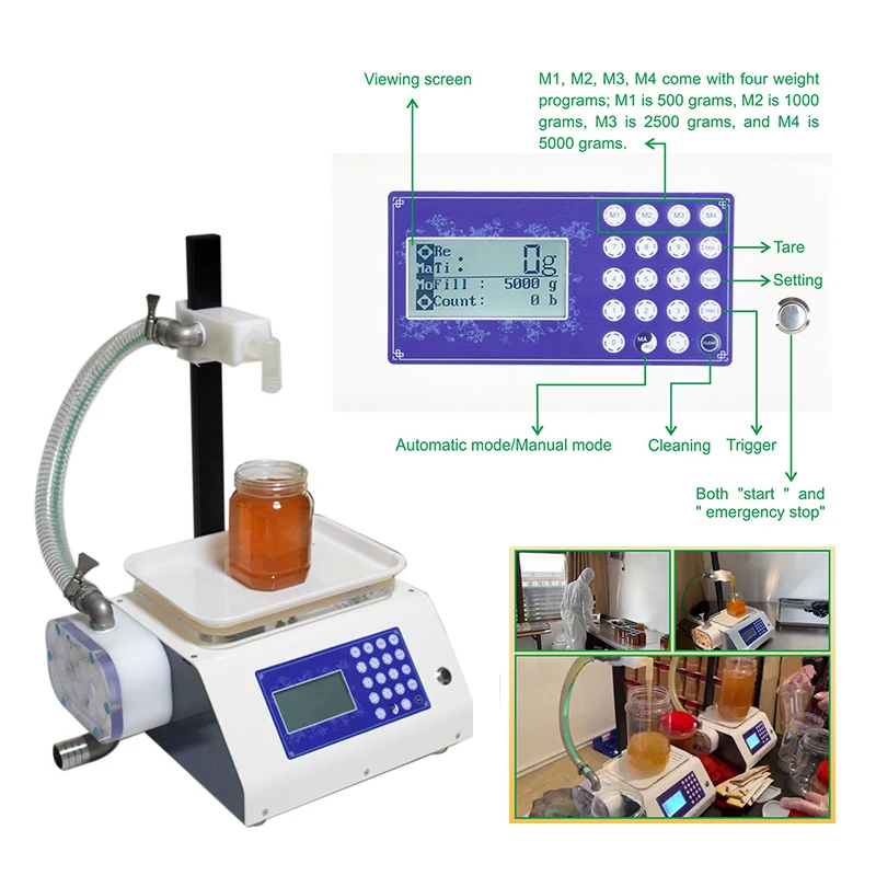 

Automatic Weighing Honey Filling Machine Bottle Filler Gear Pump100g~5000g Filling Scale Viscous Paste Liquid Filling Machine